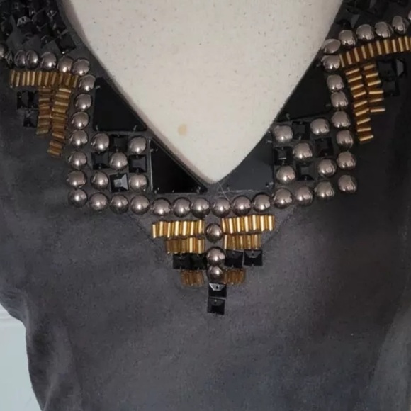 Bebe Addiction Collection Jeweled Grey Fitted Cocktail Party Dress Size Small S - Picture 3 of 9